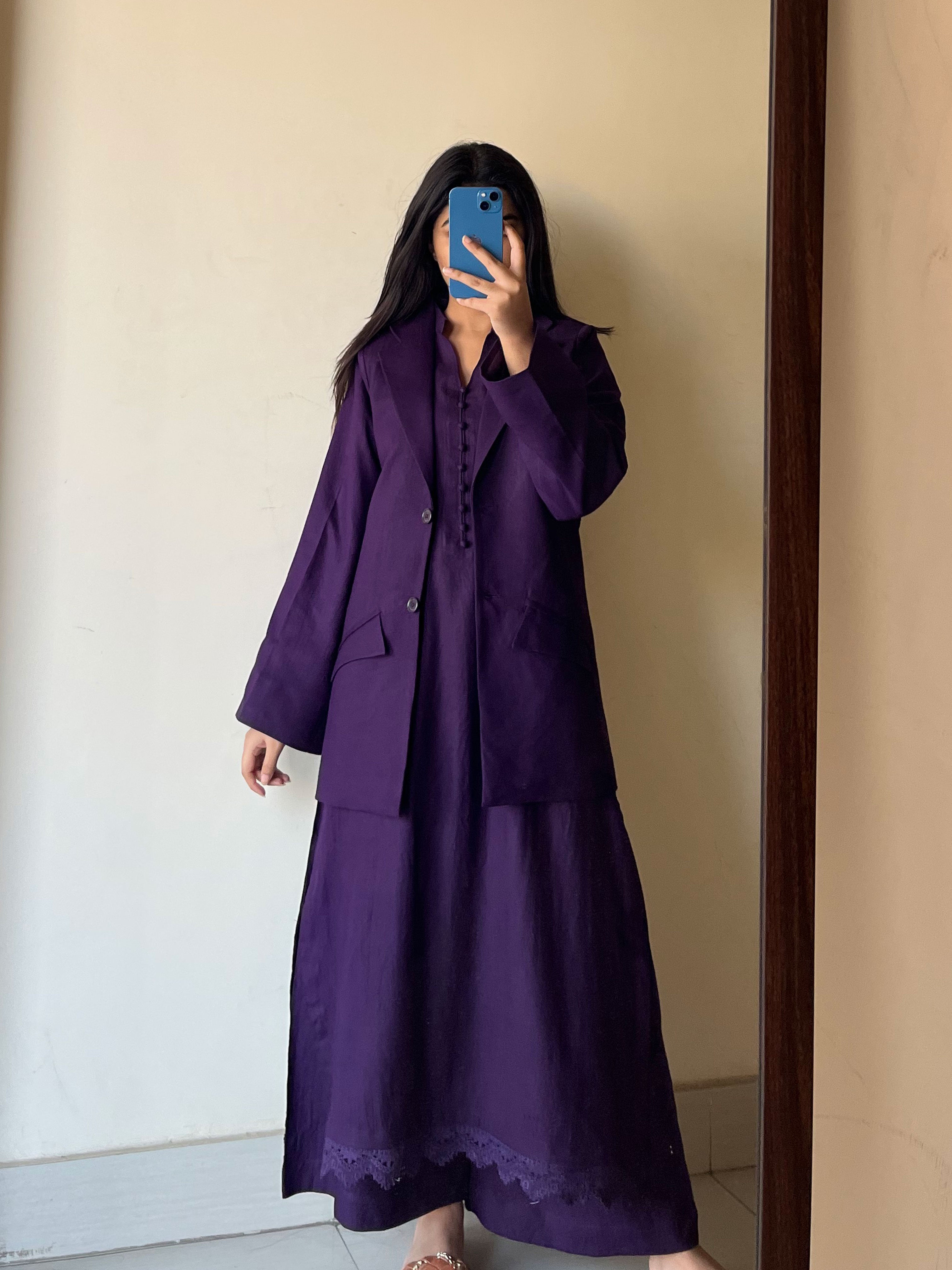 3 Piece – Dhanak Purple Coat Dress – Cultural Fusion