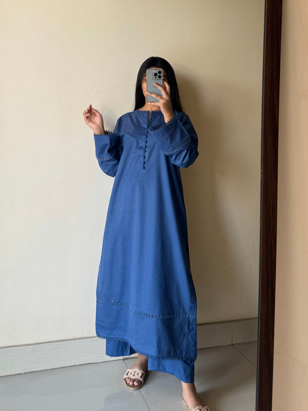 2 Piece Cotton Prussion Blue Dress