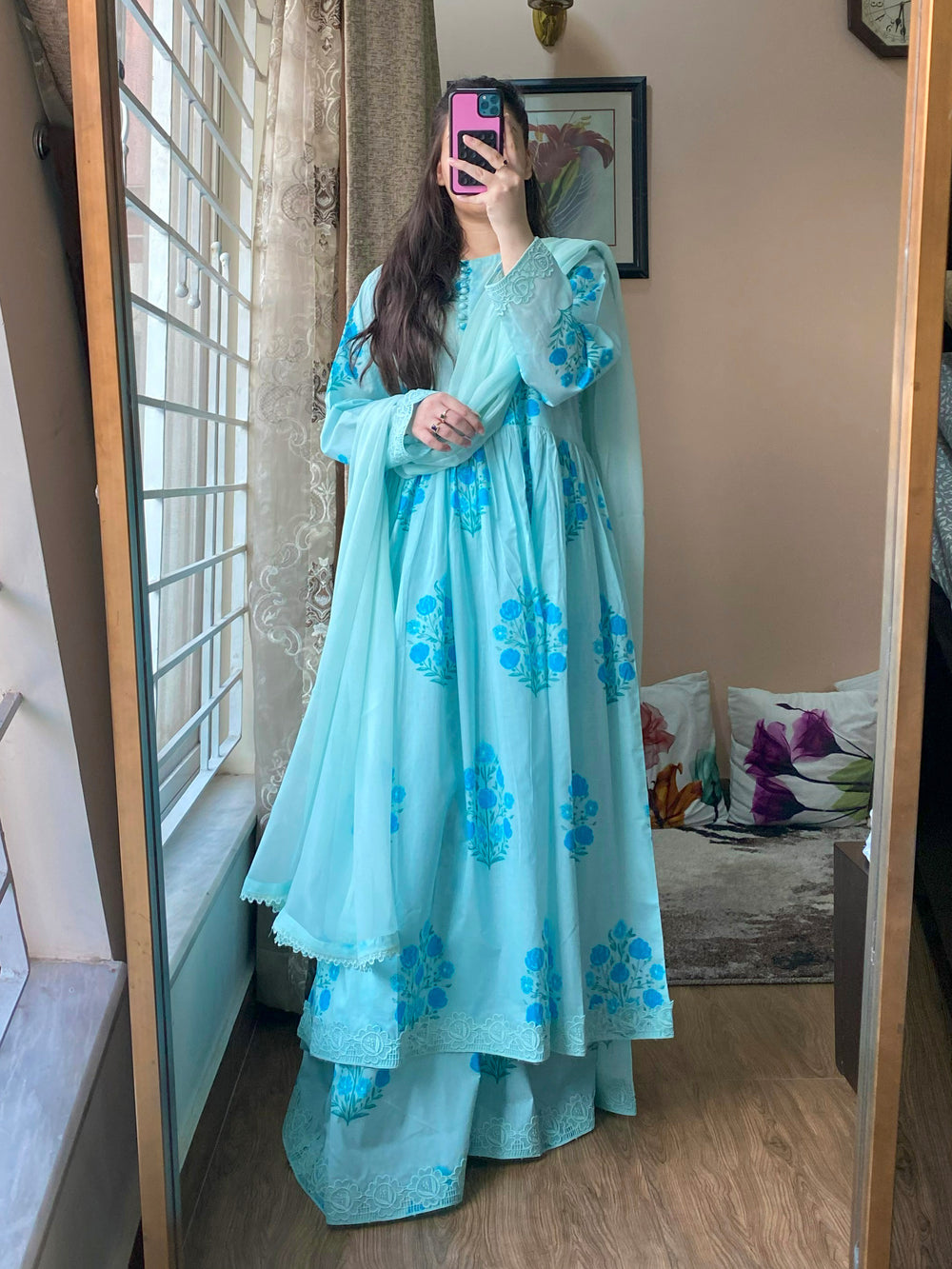 3 Piece - Lawn Printed Stitched Dress With Sharara
