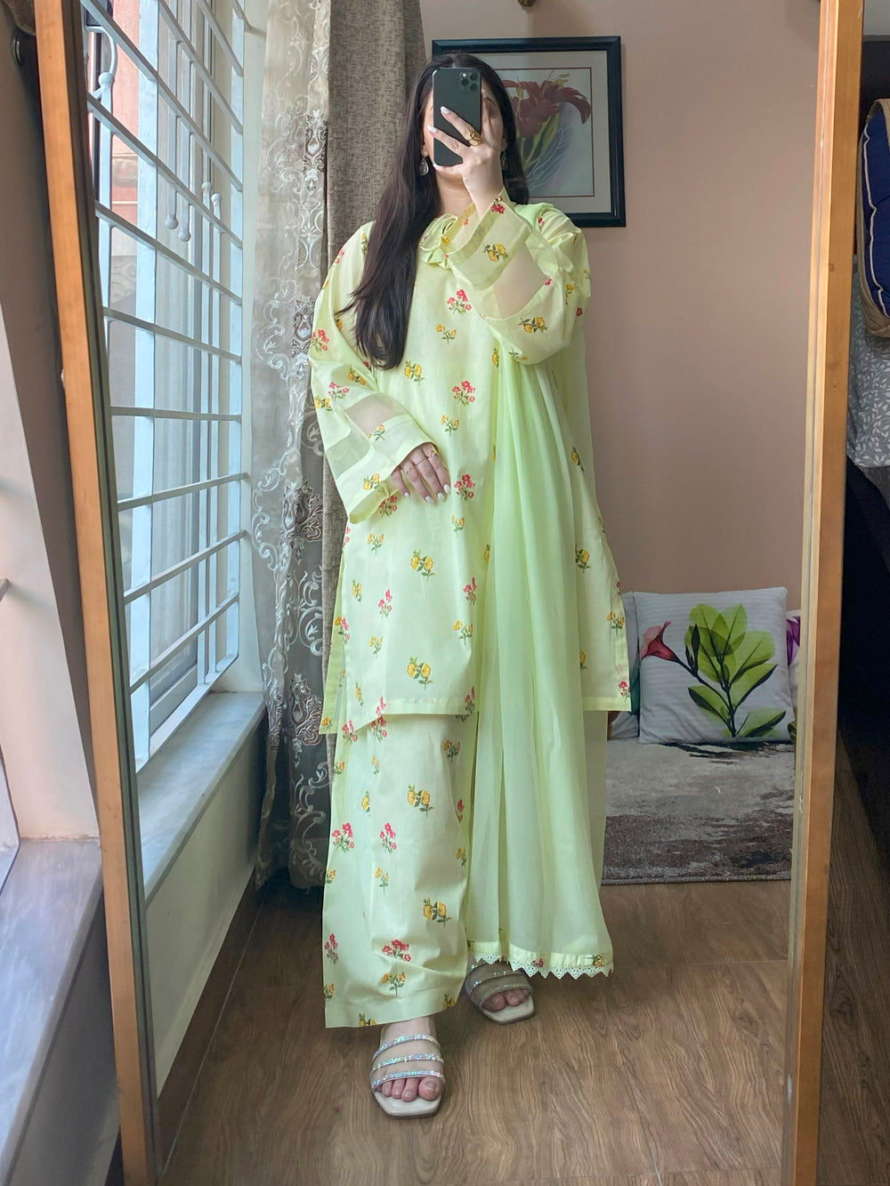 3-Piece Lawn Printed Dress With Loose Shalwar