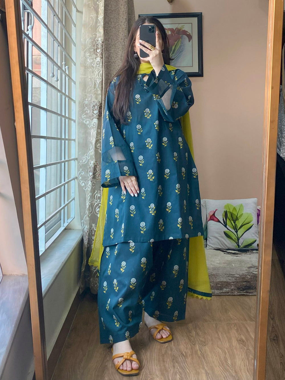 3-Piece Lawn Printed Dress With Loose Shalwar