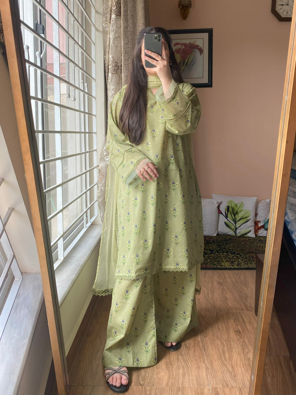 3-Piece Lawn Printed Dress With Plazo