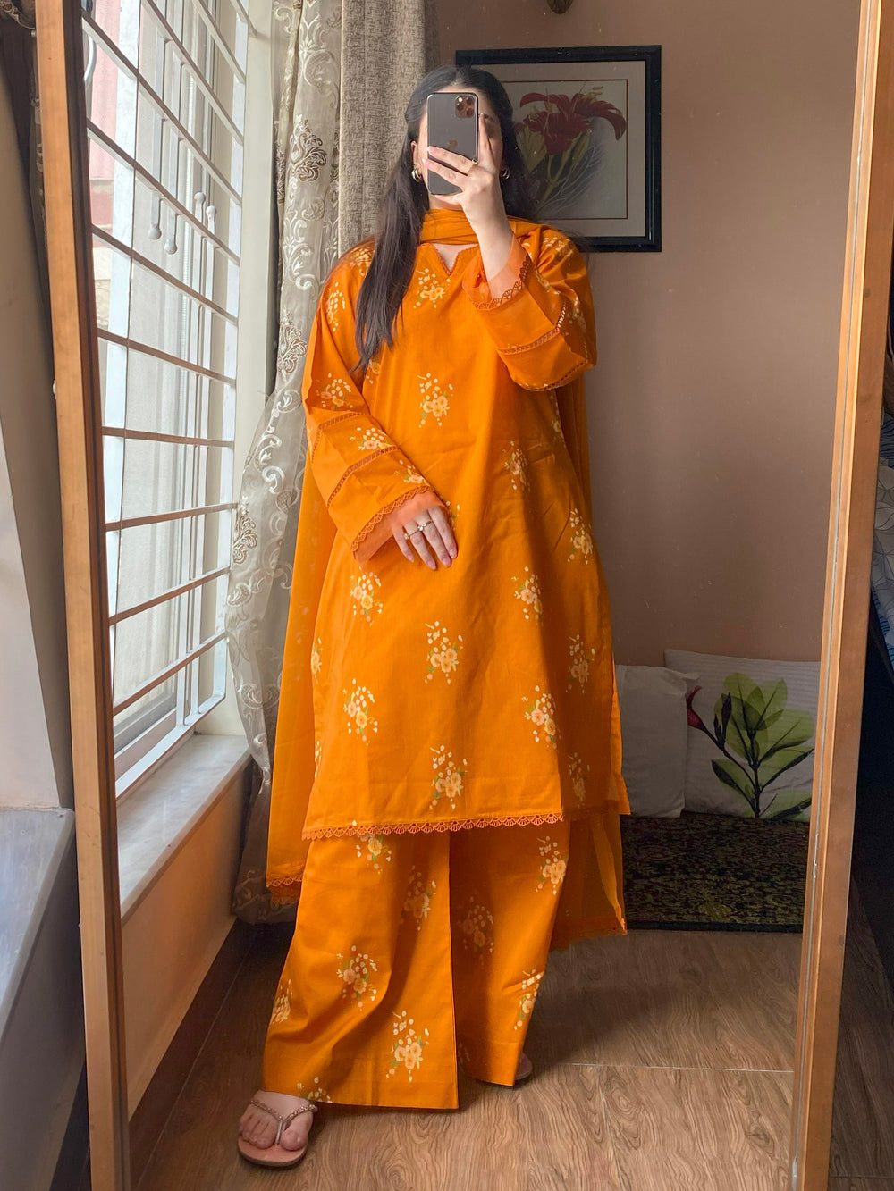 3-Piece Lawn Printed Dress With Plazo