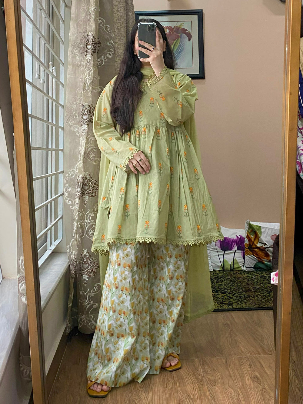 3-Piece Lawn Printed Dress with Plazo