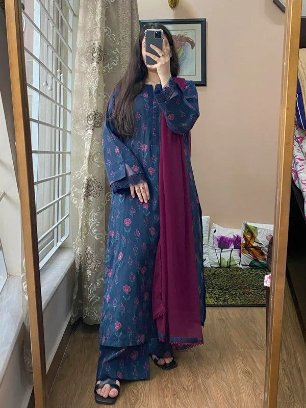3 PIECE - UNSTITCHED LAWN PRINTED SUIT