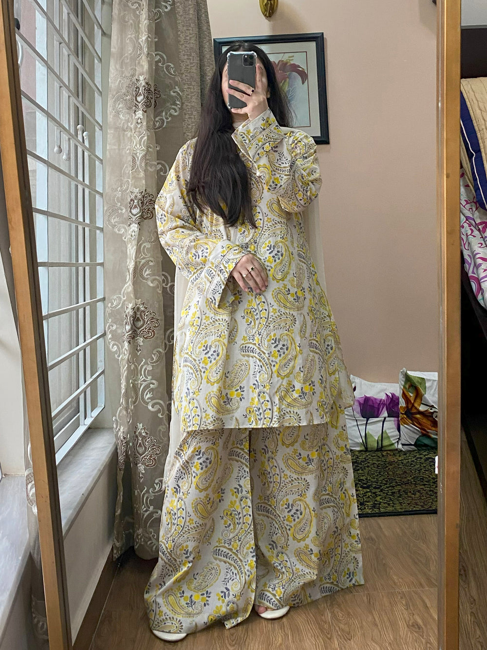 3 Piece - Lawn Printed Dress With Plazo