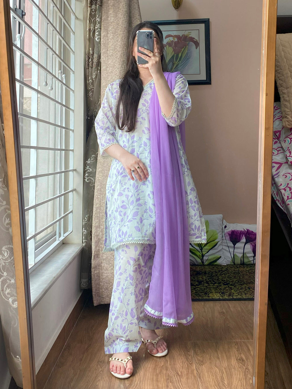 3 Piece - Lawn Printed Stitched Dress With Shalwar