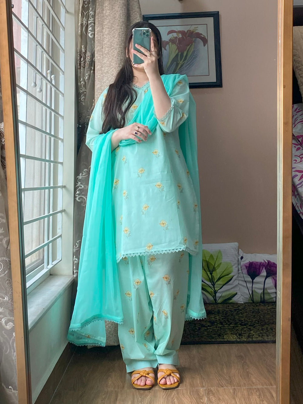 3 Piece - Lawn Printed Stitched Dress With Shalwar