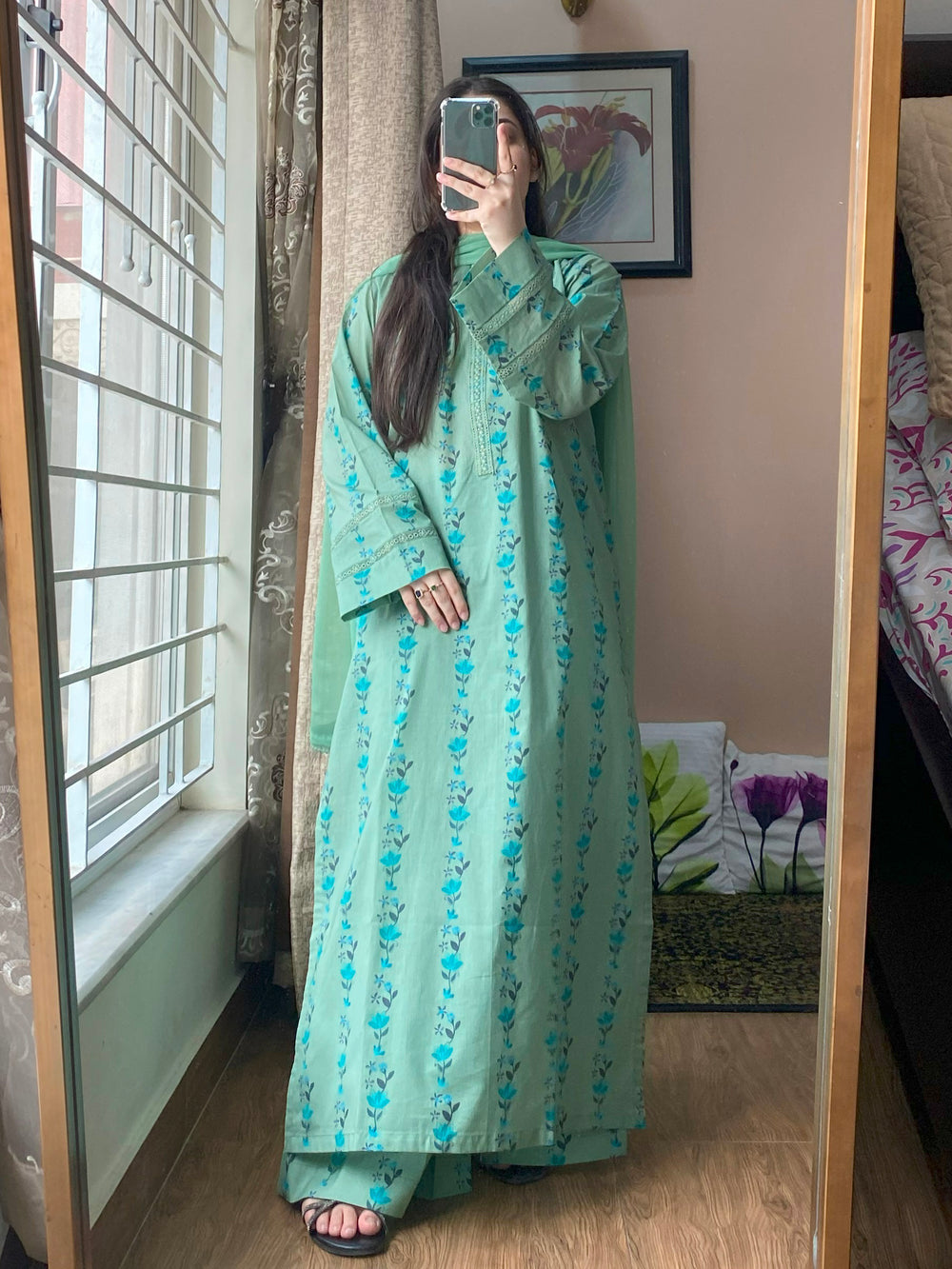 3-Piece Lawn Printed Dress With Plazo