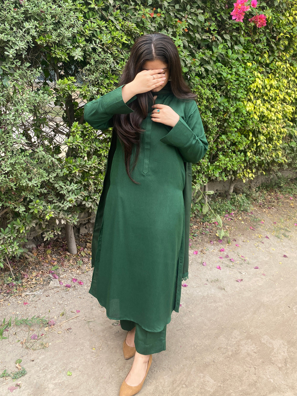 3 PIECE – SILK KARANDI MYRTLE GREEN DRESS