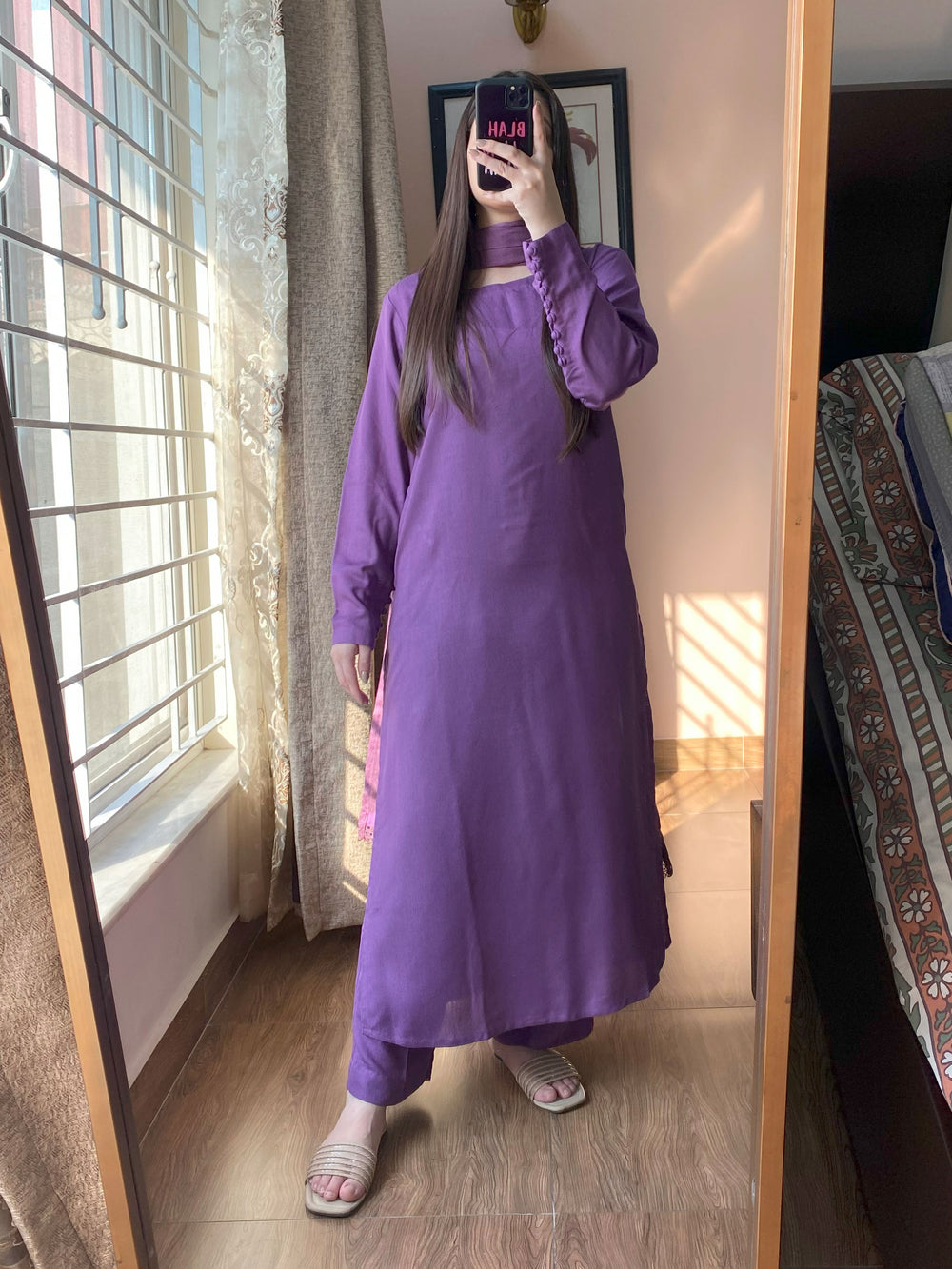 3 PIECE – SILK KARANDI IRIS PURPLE DRESS