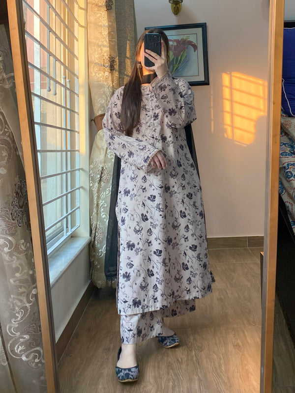 3 Piece - Cambric Printed Dress