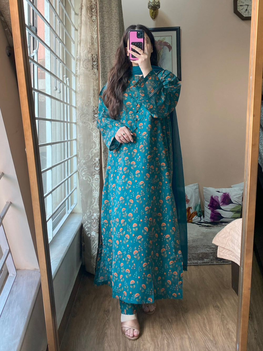 3-Piece Lawn Printed Dress with Trouser