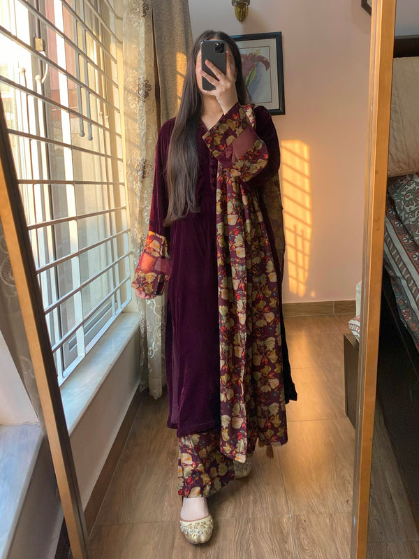 3-Piece Velvet Dress