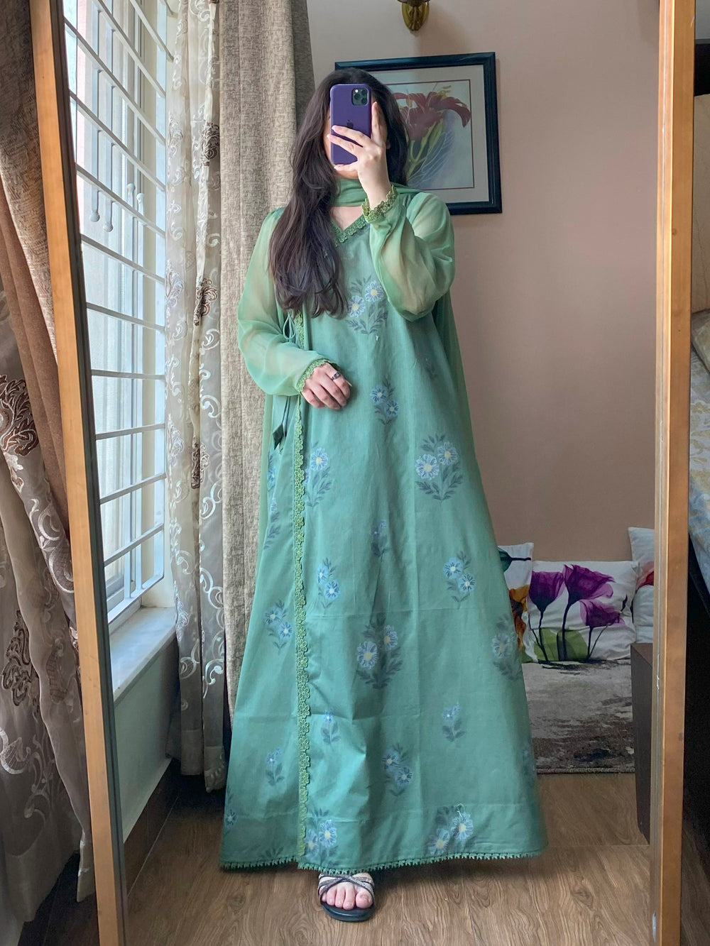 3 Piece - Lawn Printed Dress with Trouser