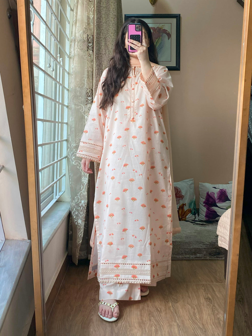 3-Piece Lawn Printed Dress With Plazo