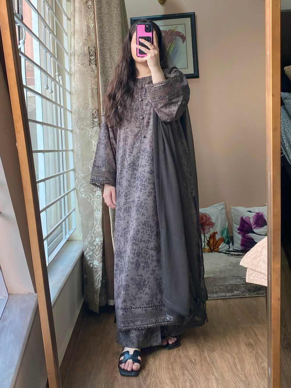 3-Piece Lawn Printed Dress With Plazo