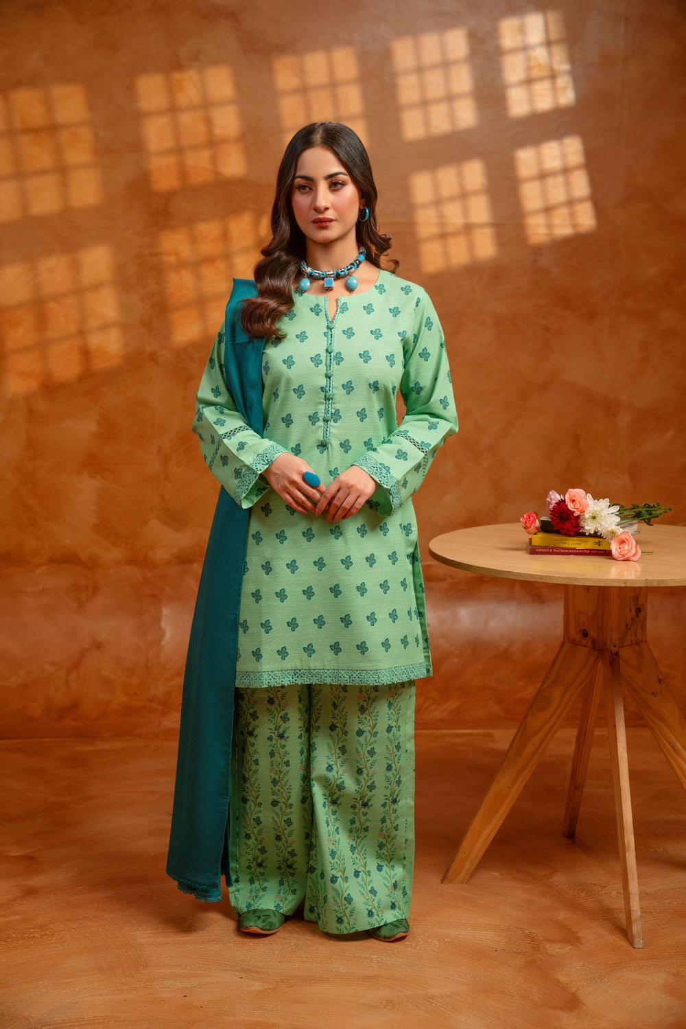 3 Piece - Khaddar Printed Dress