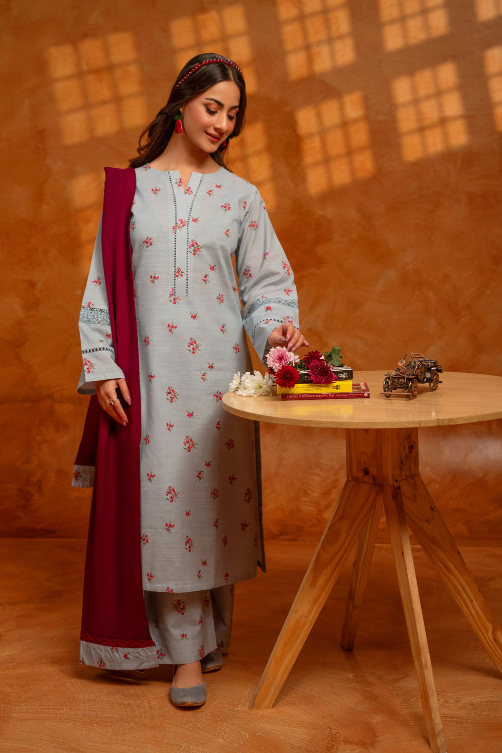 3 Piece - Khaddar Printed Dress
