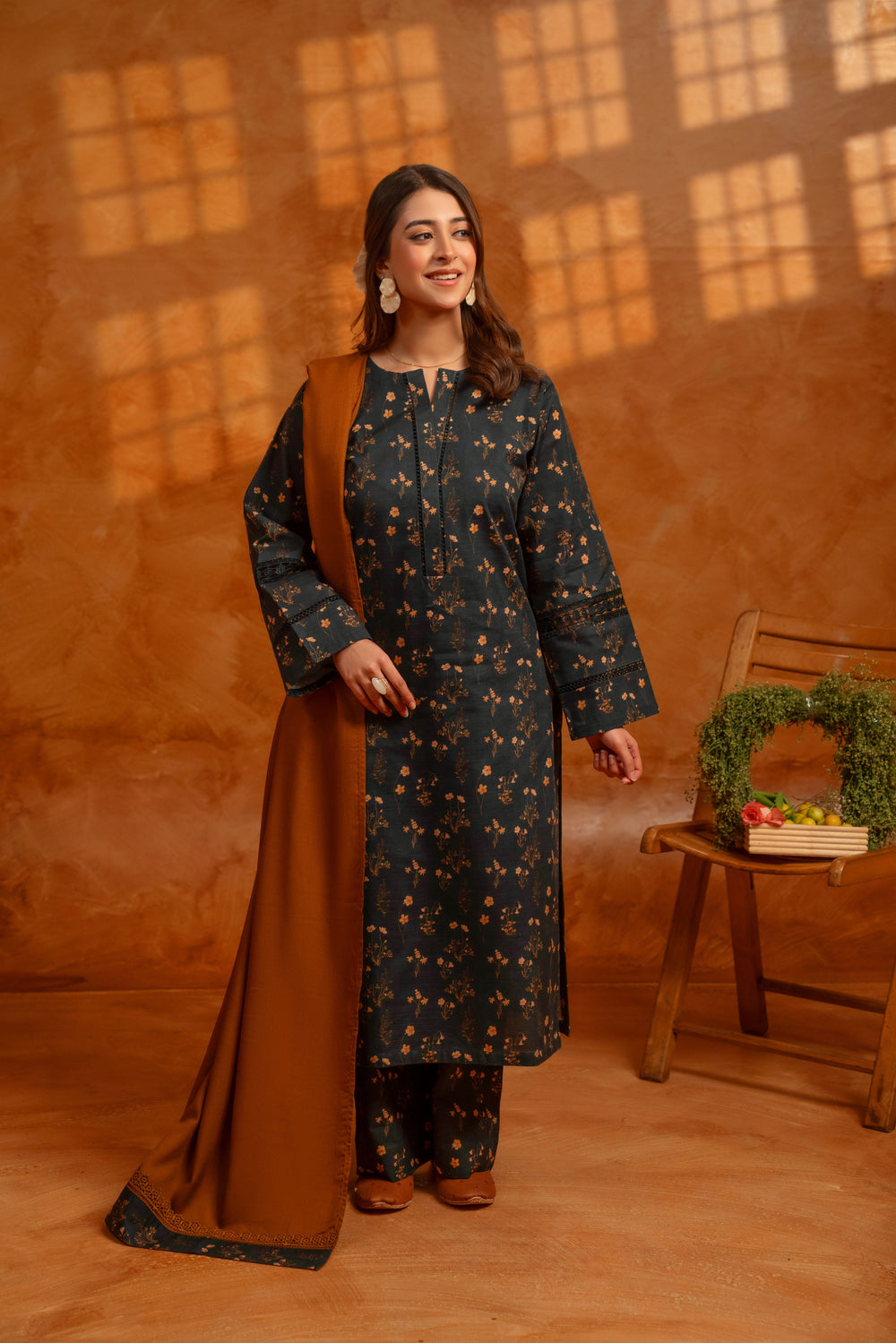3 Piece - Khaddar Printed Dress