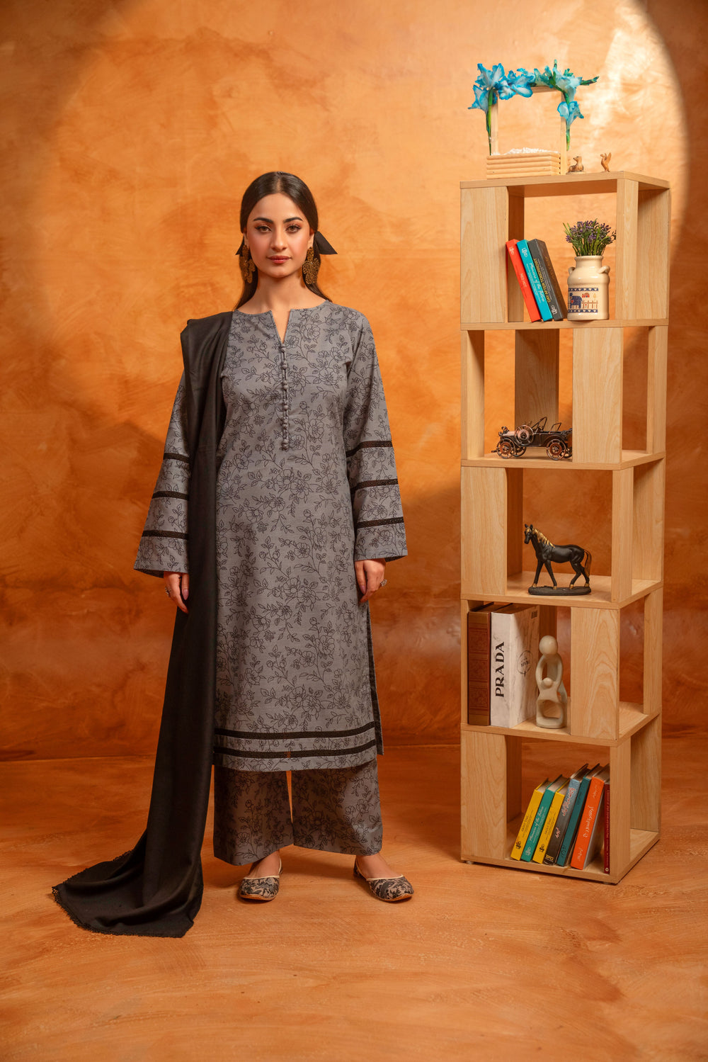 3 Piece - Khaddar Printed Dress