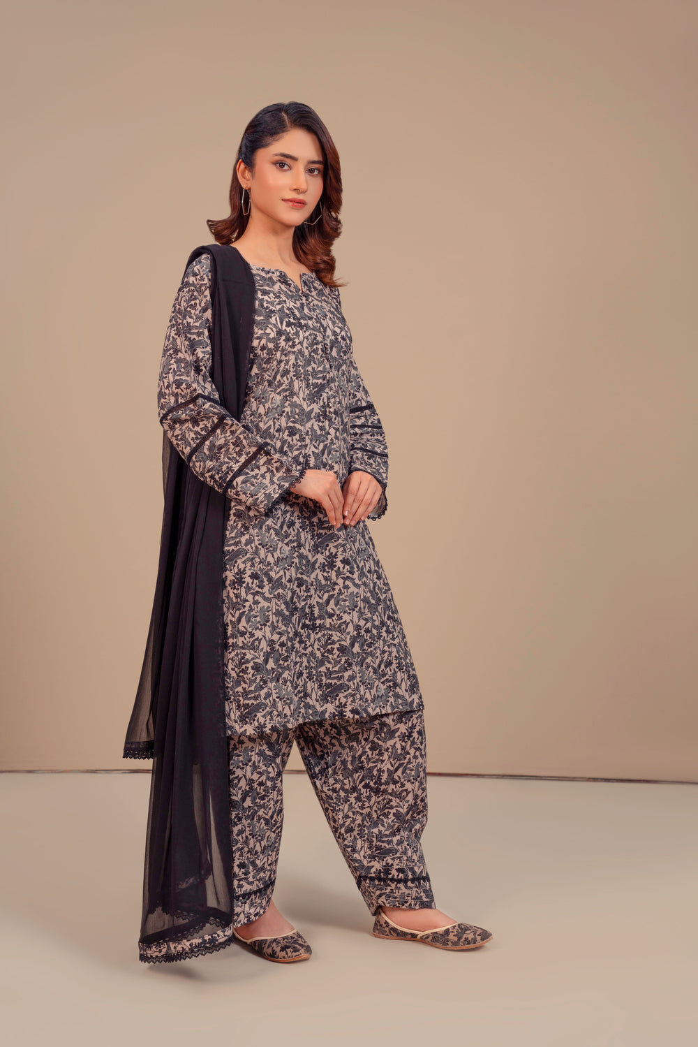 Lawn Printed Dress with Farshi Shalwar