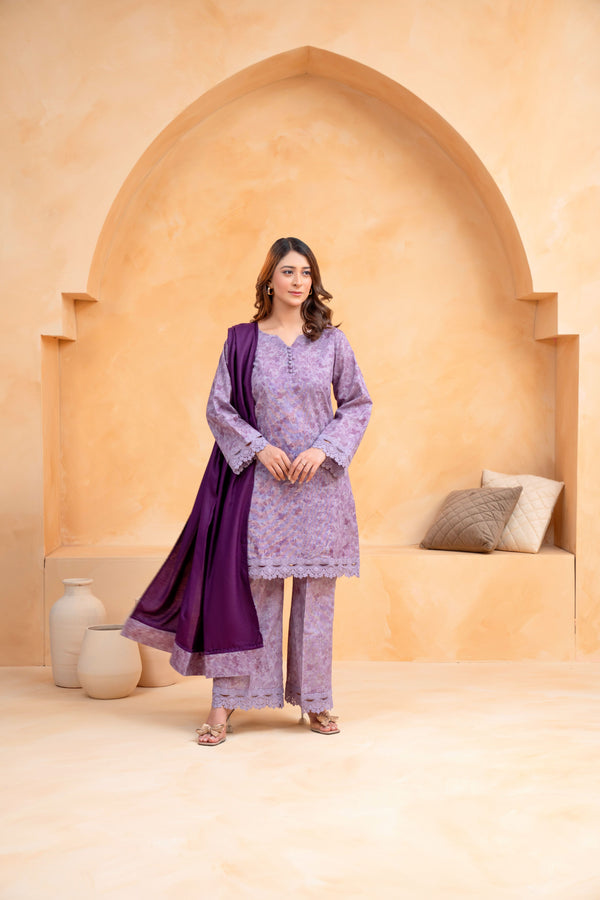 3 Piece - Khaddar Printed Dress