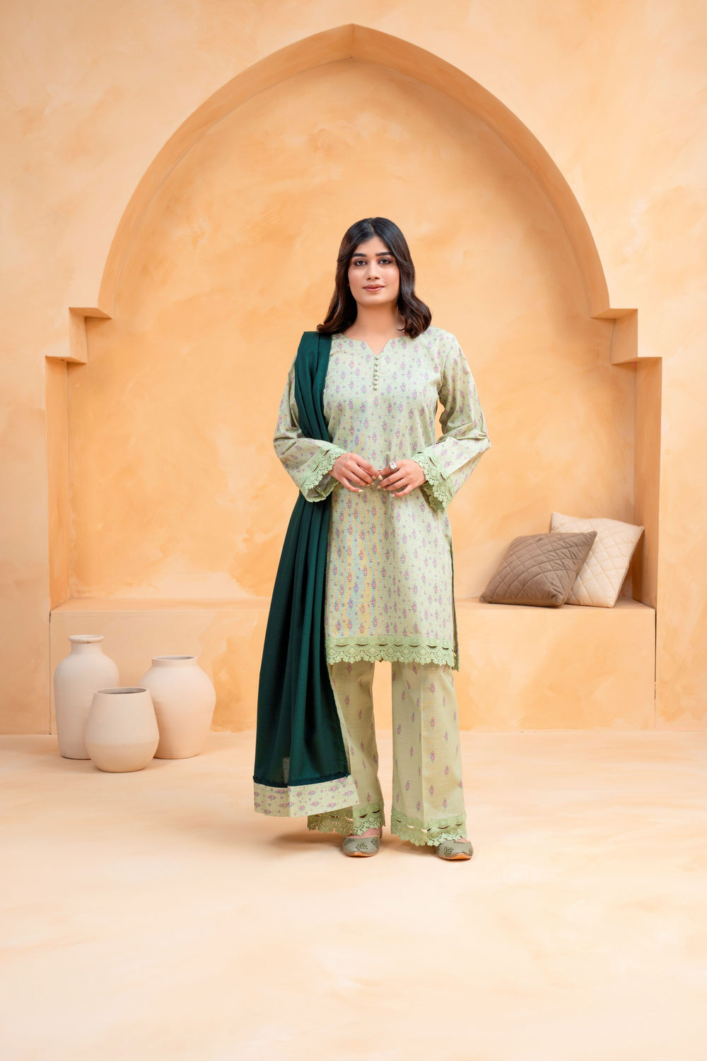 3 Piece - Khaddar Printed Dress