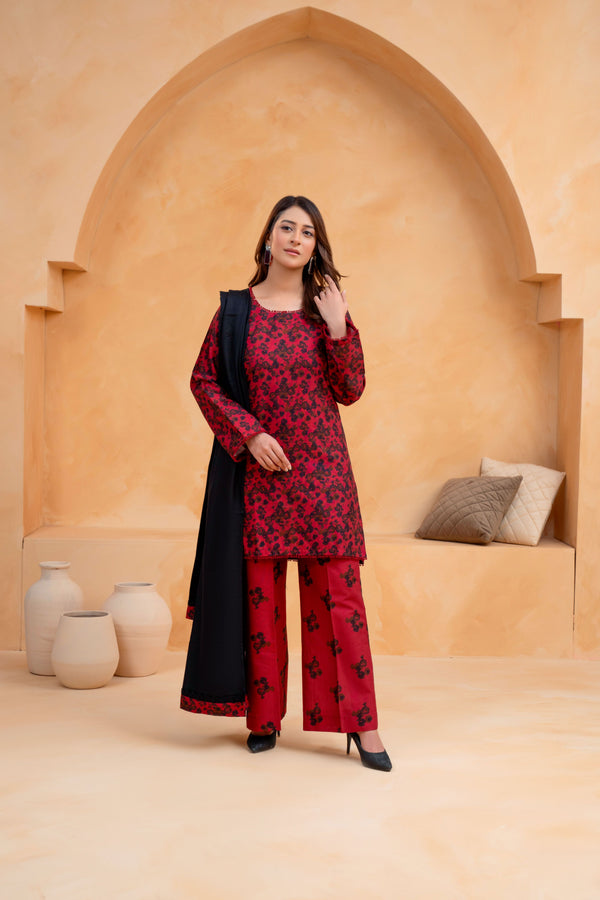 3 Piece - Khaddar Printed Dress