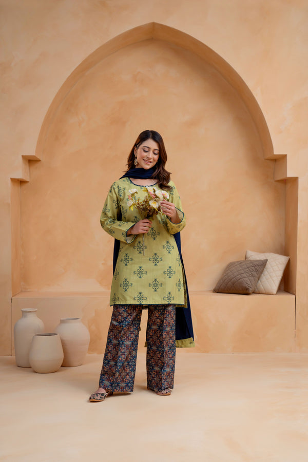 3 Piece - Khaddar Printed Dress