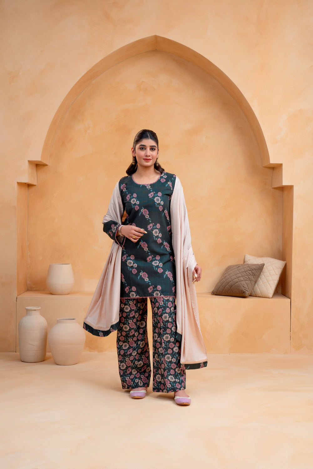 3 Piece - Khaddar Printed Dress