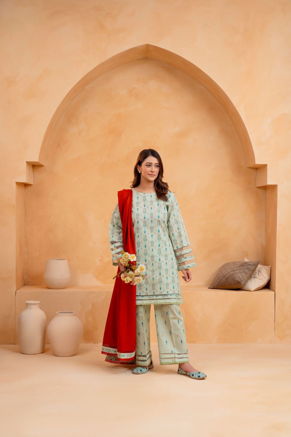 3 Piece - Khaddar Printed Dress