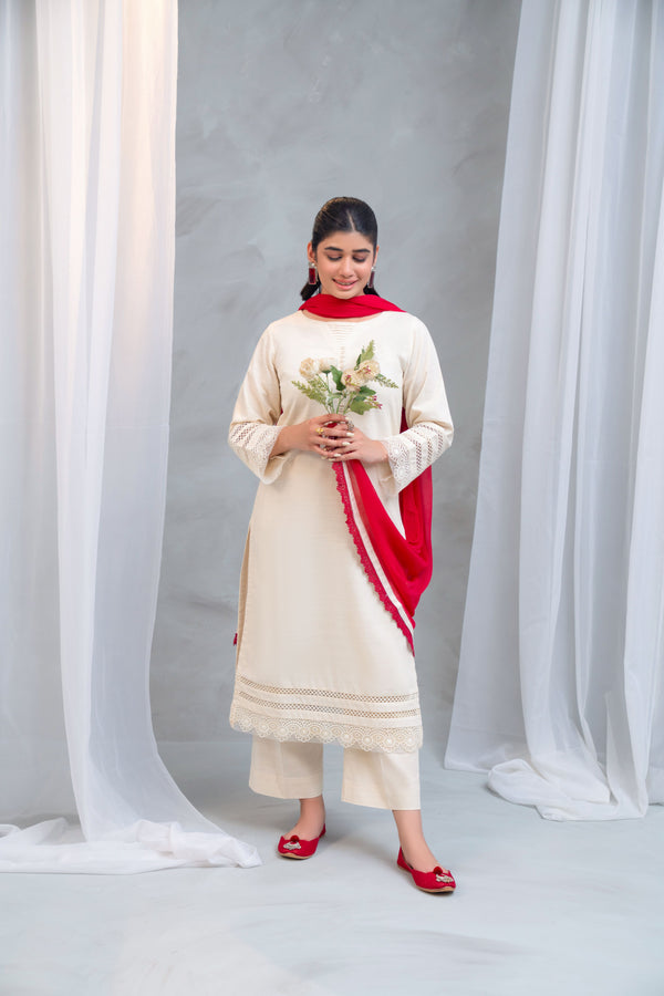 3 Piece - Slub Khaddar Dress