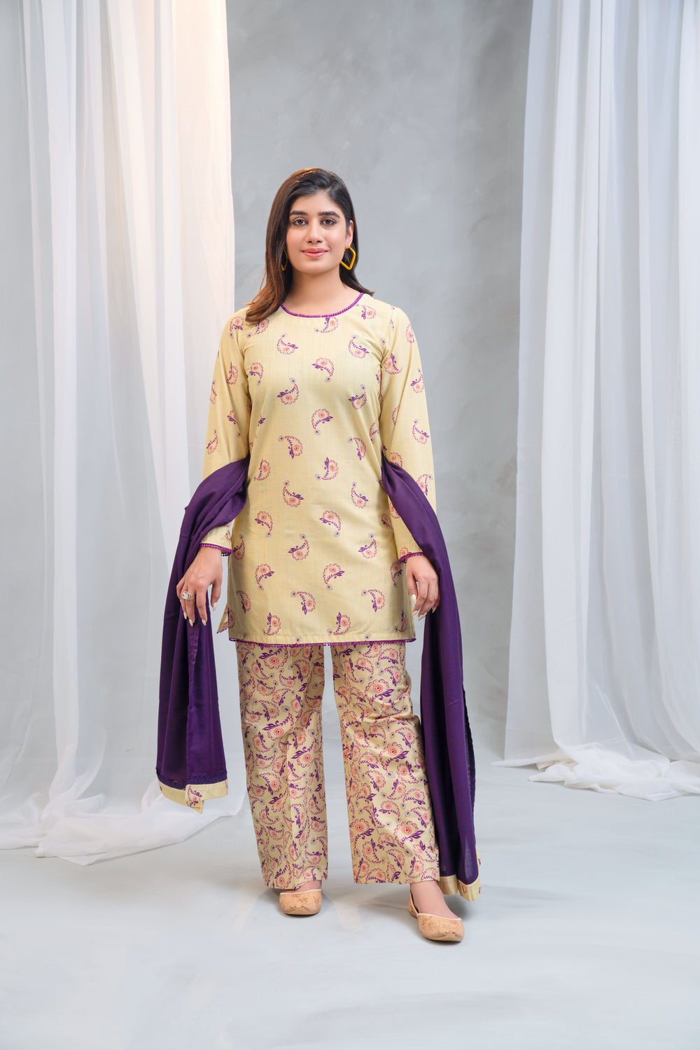 3 Piece - Khaddar Printed Dress