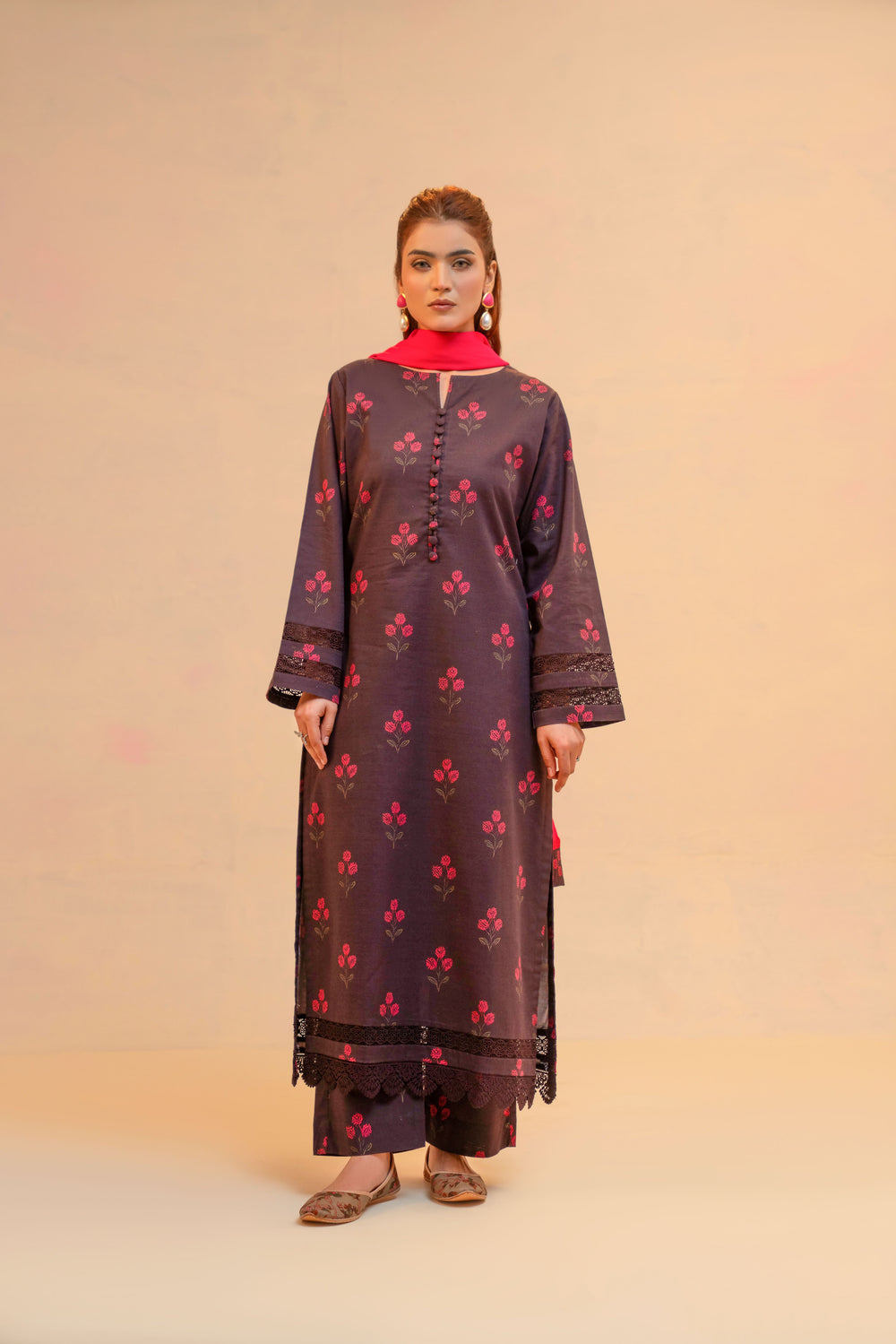 3 Piece - Khaddar Printed Dress