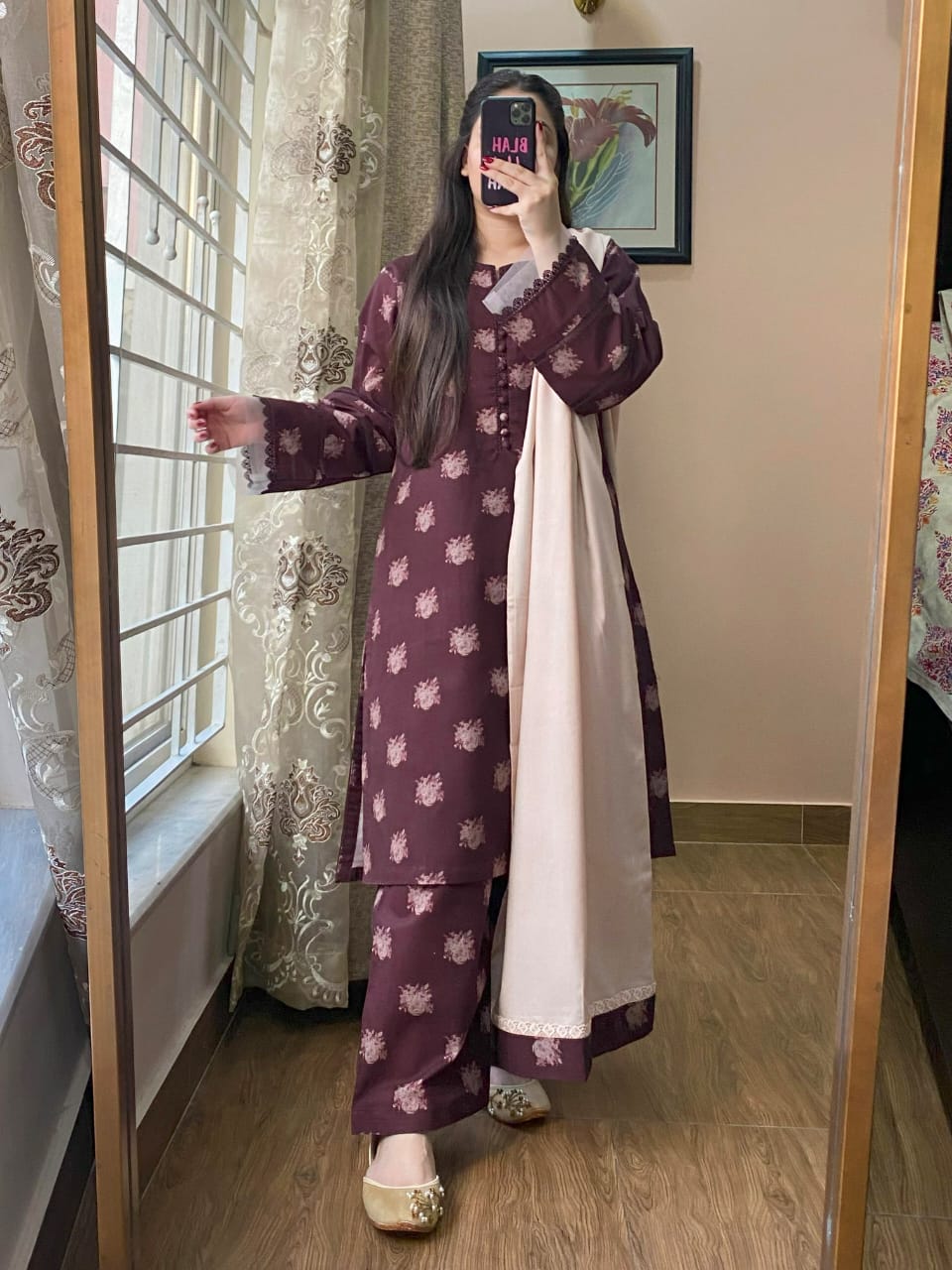 3 Piece - Khaddar Printed Dress