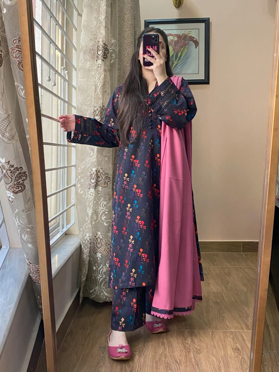3 Piece - Khaddar Printed Dress