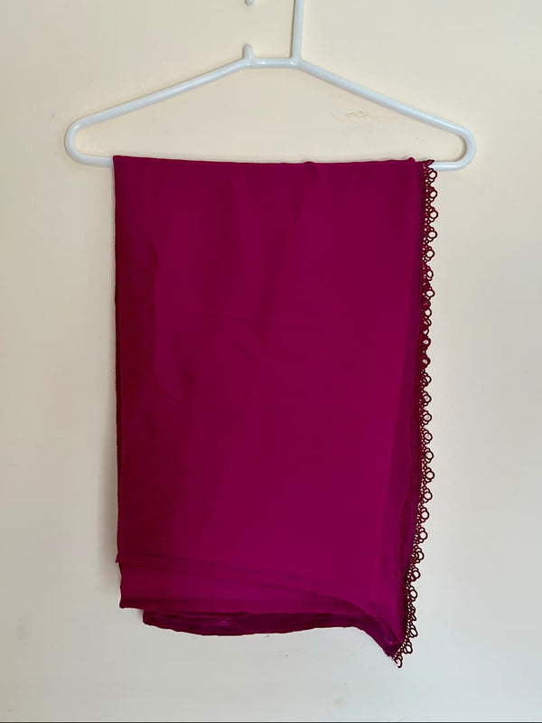 Magenta Chiffon Dupattas With Lace