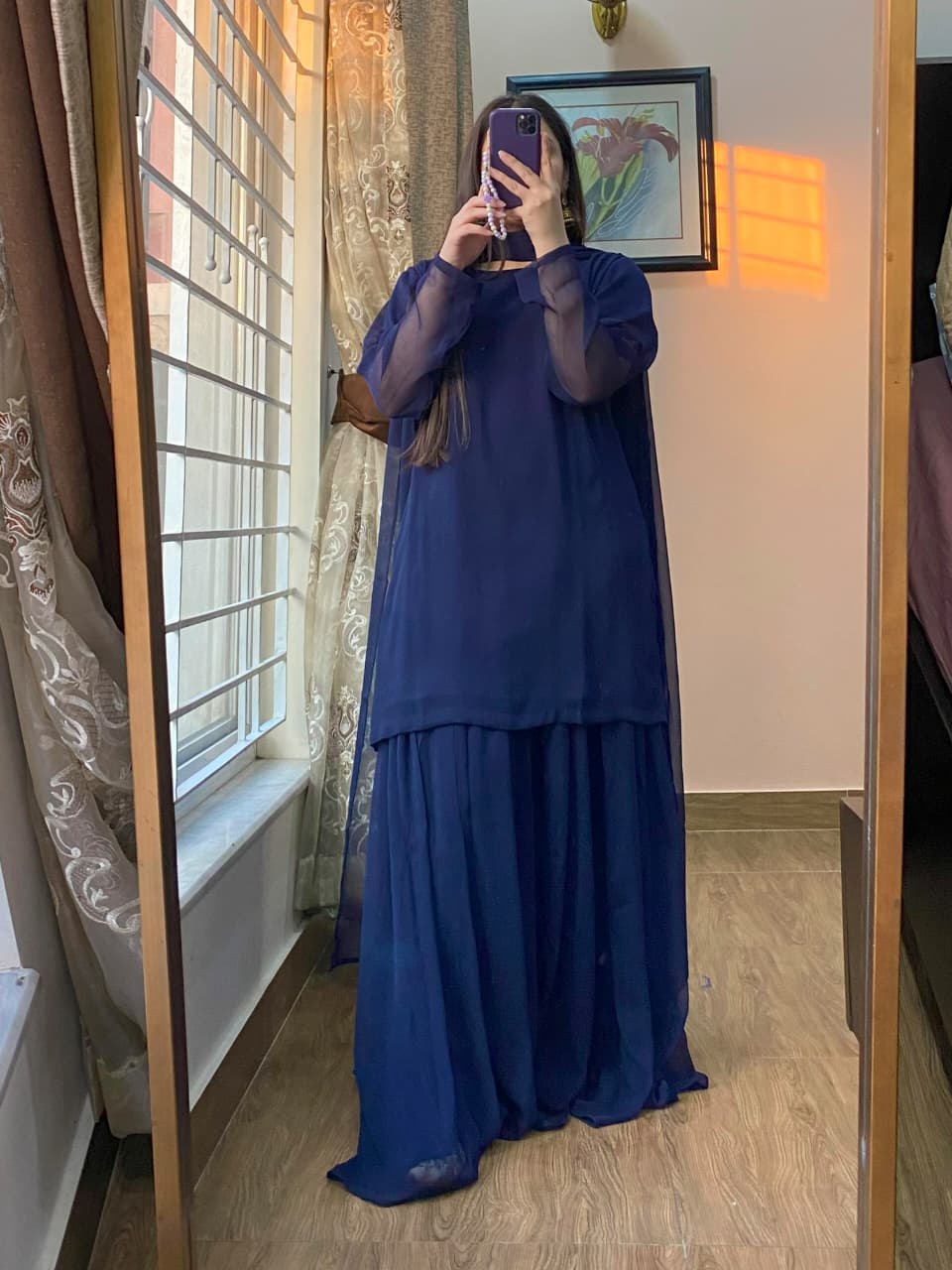 3 Piece - Chiffon Dress With Sharara