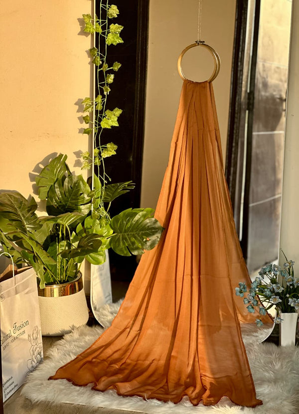 Brown Chiffon Dupattas With Lace