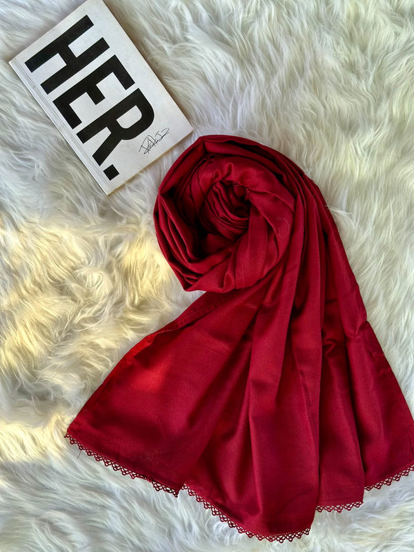 Dark Red Marina Shawls With Lace