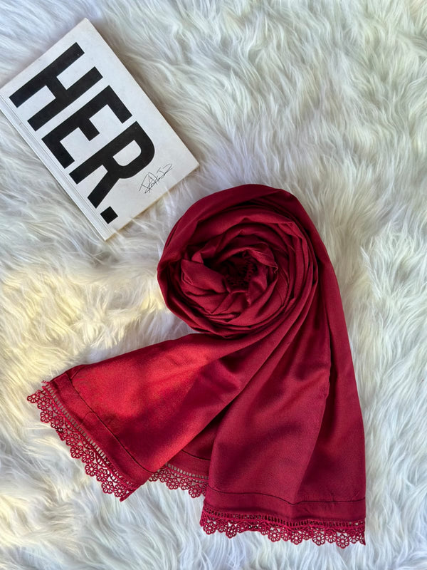 Maroon Marina Shawls With Lace