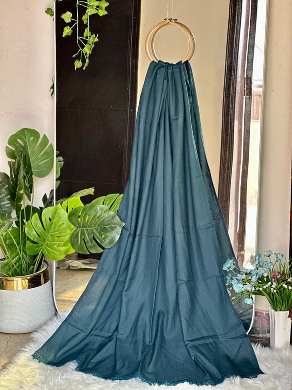 Zinc Blue Marina Shawls With Lace