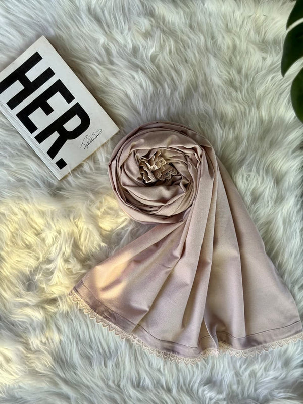 Beige Marina Shawls With Lace