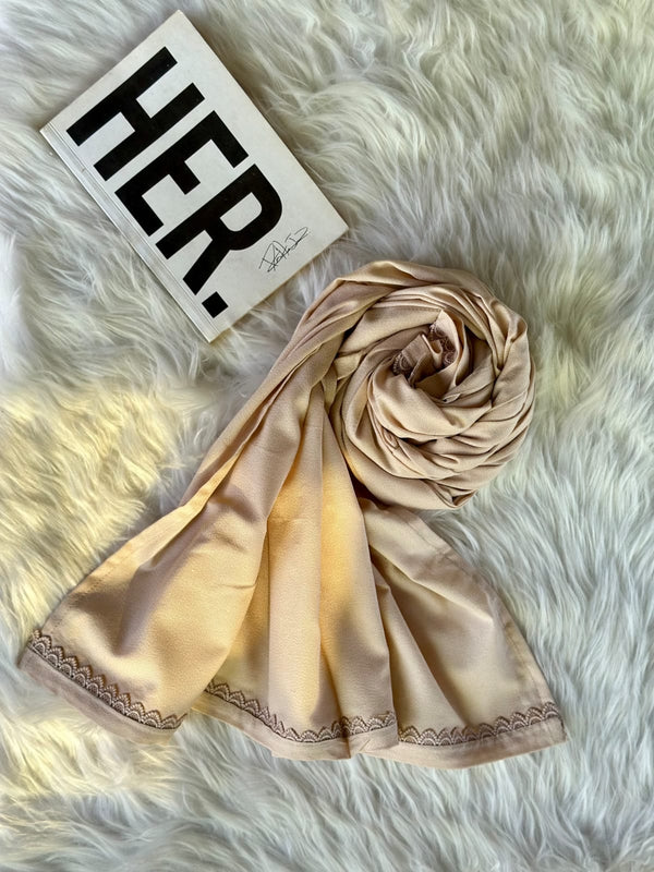 Cream Marina Shawls With Lace