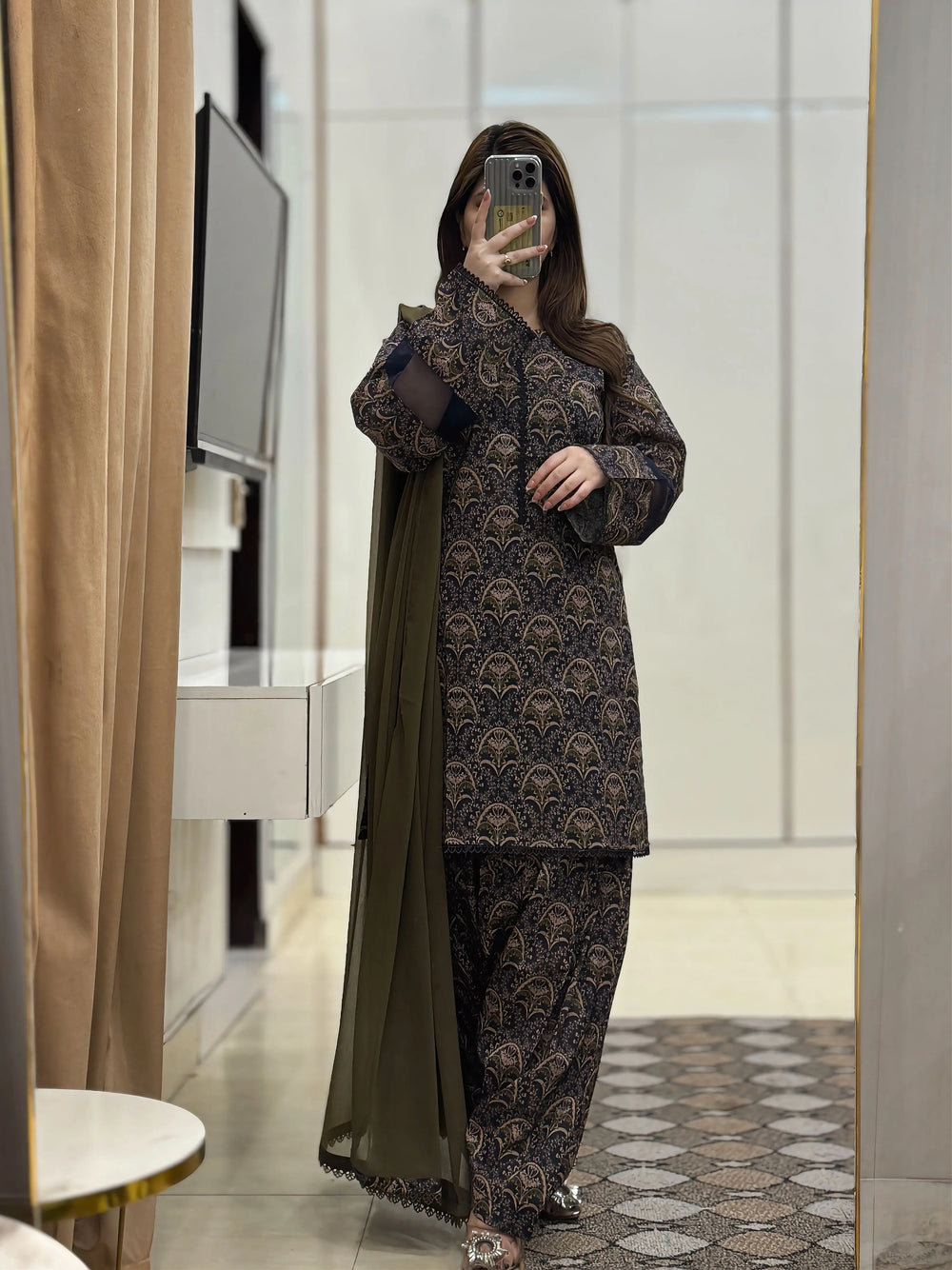 Lawn Printed Dress With Chunnat Shalwar