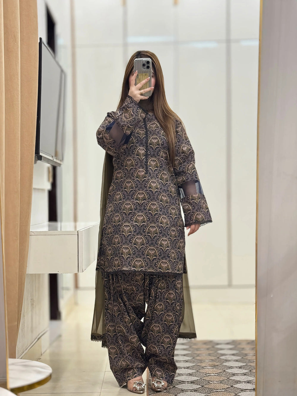 Lawn Printed Dress With Chunnat Shalwar
