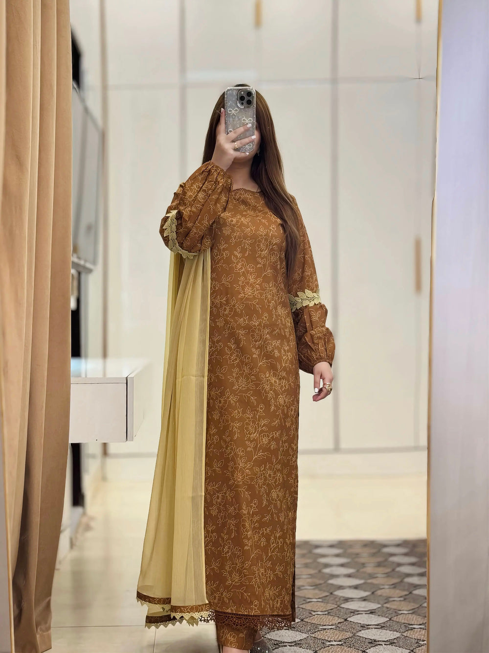3 Piece - Lawn Printed Dress with Trouser