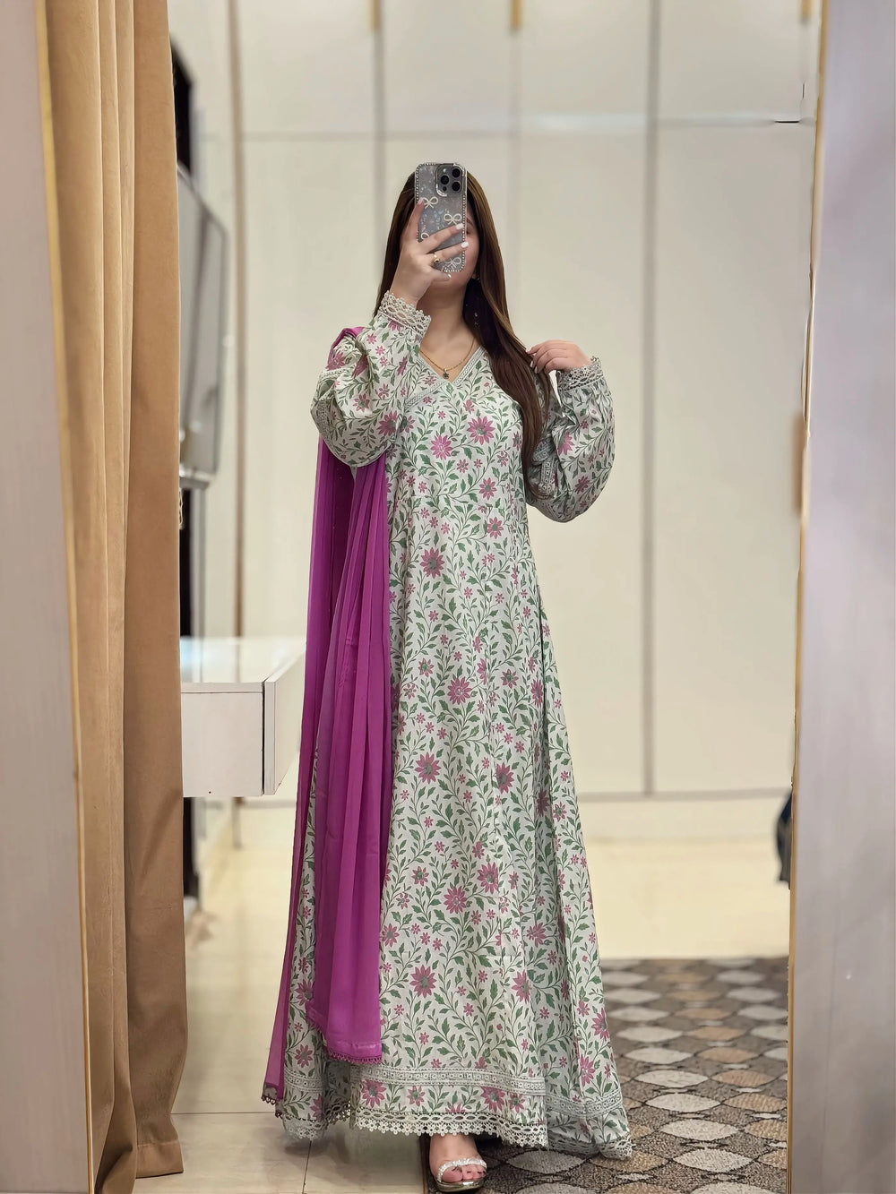 3 Piece - Lawn Printed Dress with Trouser