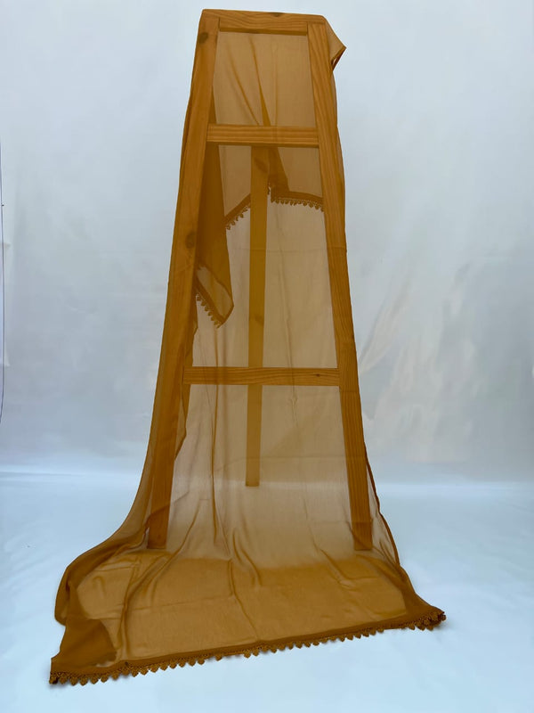 Caramel Chiffon Dupattas With Lace